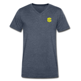 Men's V-Neck T-Shirt WITH YELLOW LOGO - heather navy