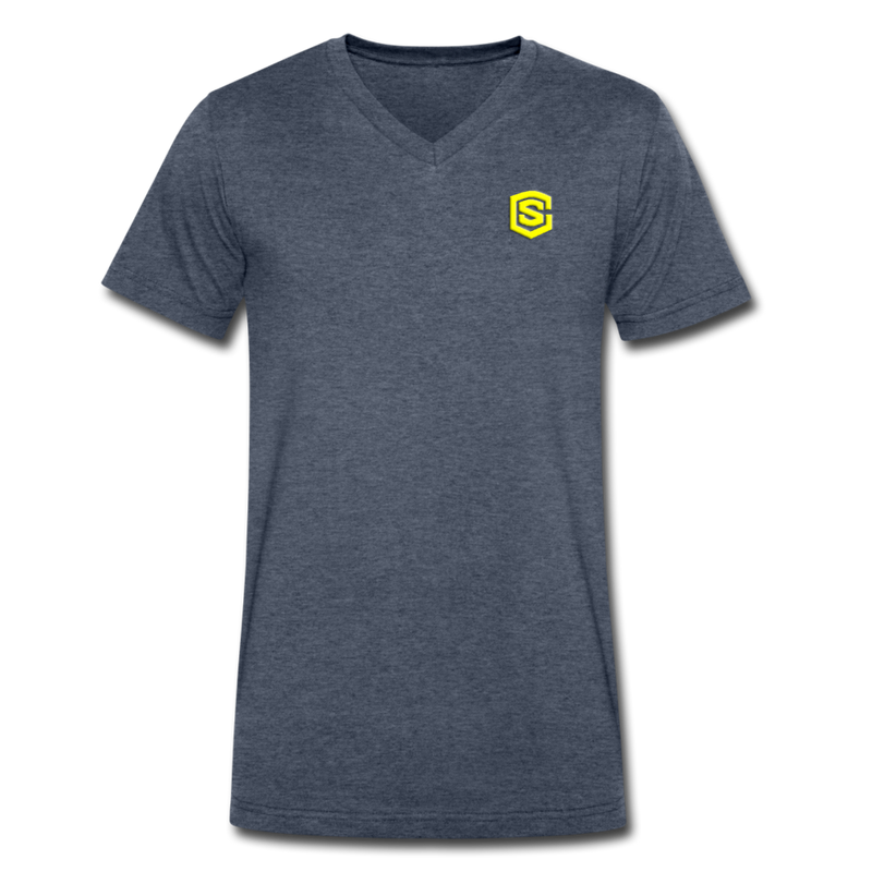 Men's V-Neck T-Shirt WITH YELLOW LOGO - heather navy