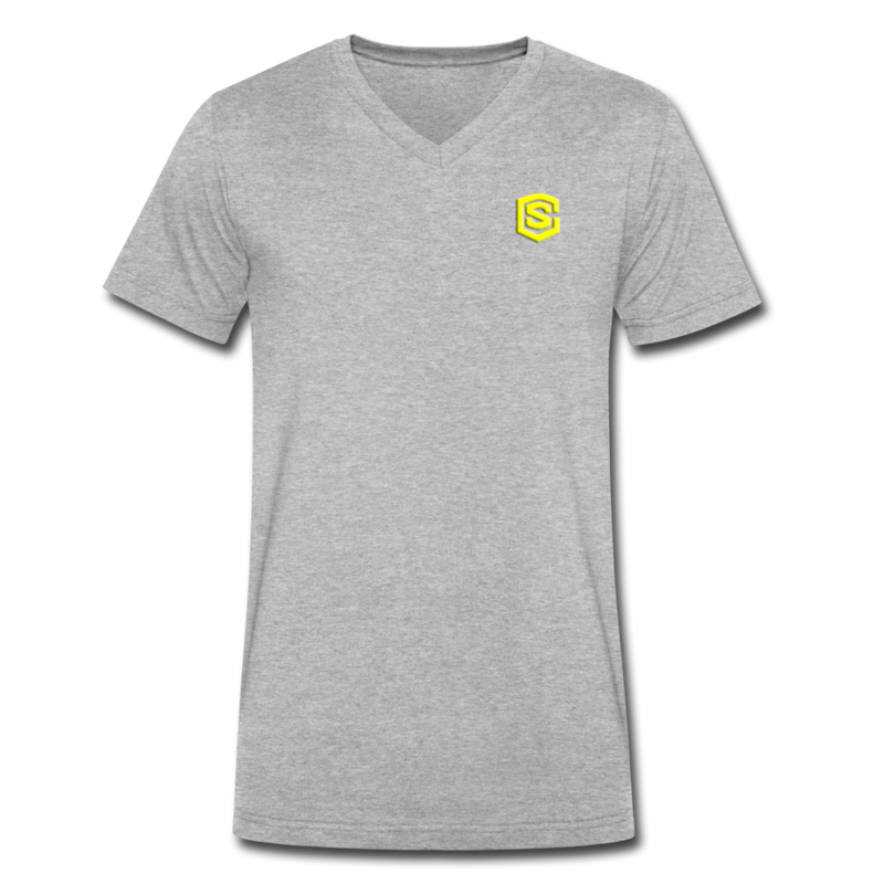 Men's V-Neck T-Shirt WITH YELLOW LOGO - heather gray