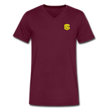 Men's V-Neck T-Shirt WITH YELLOW LOGO - maroon