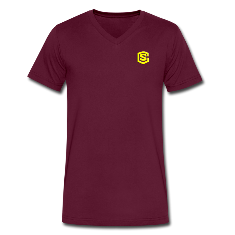 Men's V-Neck T-Shirt WITH YELLOW LOGO - maroon