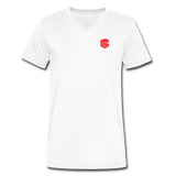 Men's V-Neck T-Shirt WITH RED LOGO - white