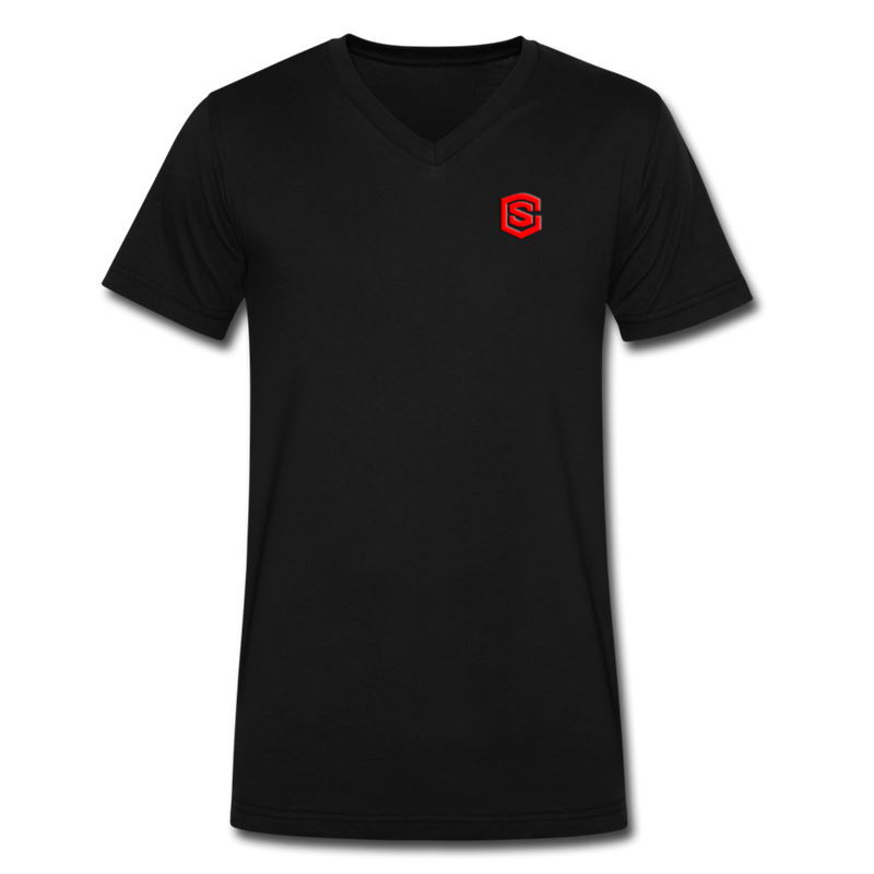 Men's V-Neck T-Shirt WITH RED LOGO - black