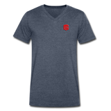 Men's V-Neck T-Shirt WITH RED LOGO - heather navy