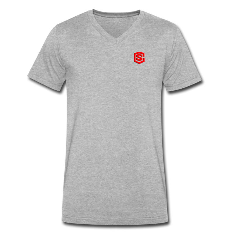 Men's V-Neck T-Shirt WITH RED LOGO - heather gray