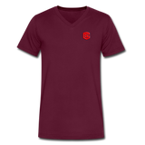 Men's V-Neck T-Shirt WITH RED LOGO - maroon