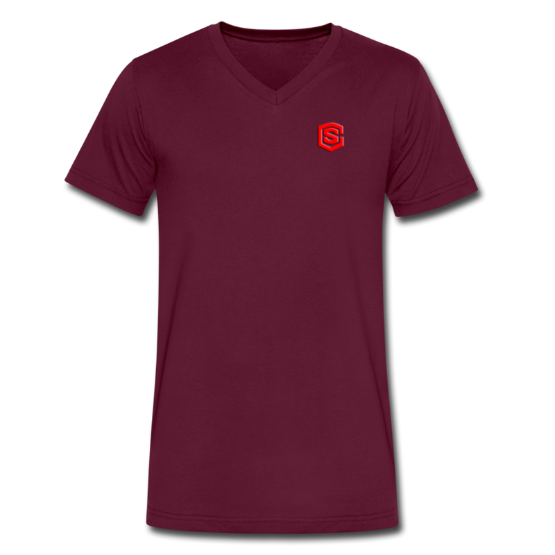 Men's V-Neck T-Shirt WITH RED LOGO - maroon