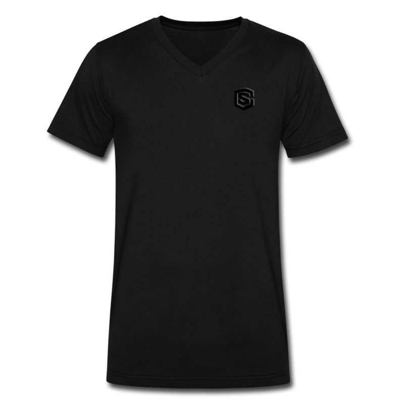 Men's V-Neck T-Shirt WITH BLACK LOGO - black