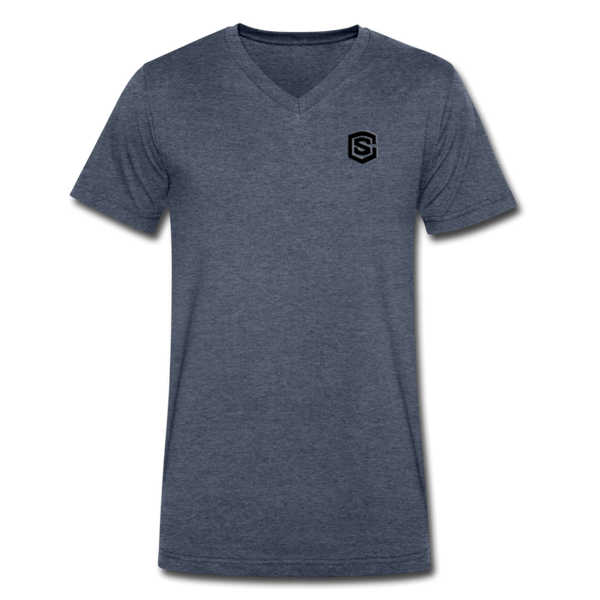 Men's V-Neck T-Shirt WITH BLACK LOGO - heather navy