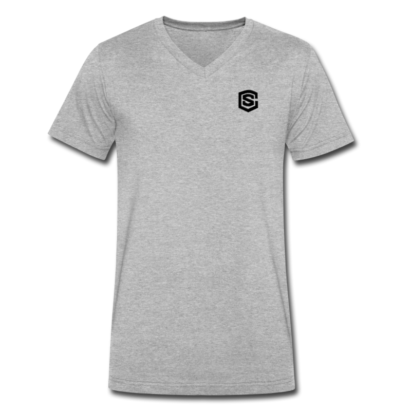 Men's V-Neck T-Shirt WITH BLACK LOGO - heather gray