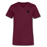 Men's V-Neck T-Shirt WITH BLACK LOGO - maroon