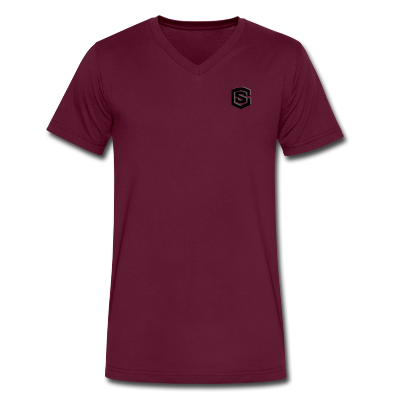 Men's V-Neck T-Shirt WITH BLACK LOGO - maroon