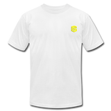 Unisex Jersey T-Shirt by Bella + Canvas WITH YELLOW LOGO - white