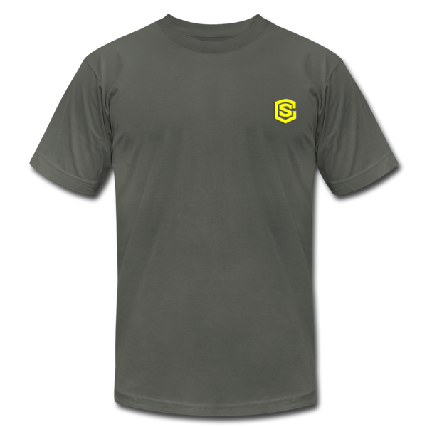 Unisex Jersey T-Shirt by Bella + Canvas WITH YELLOW LOGO - asphalt