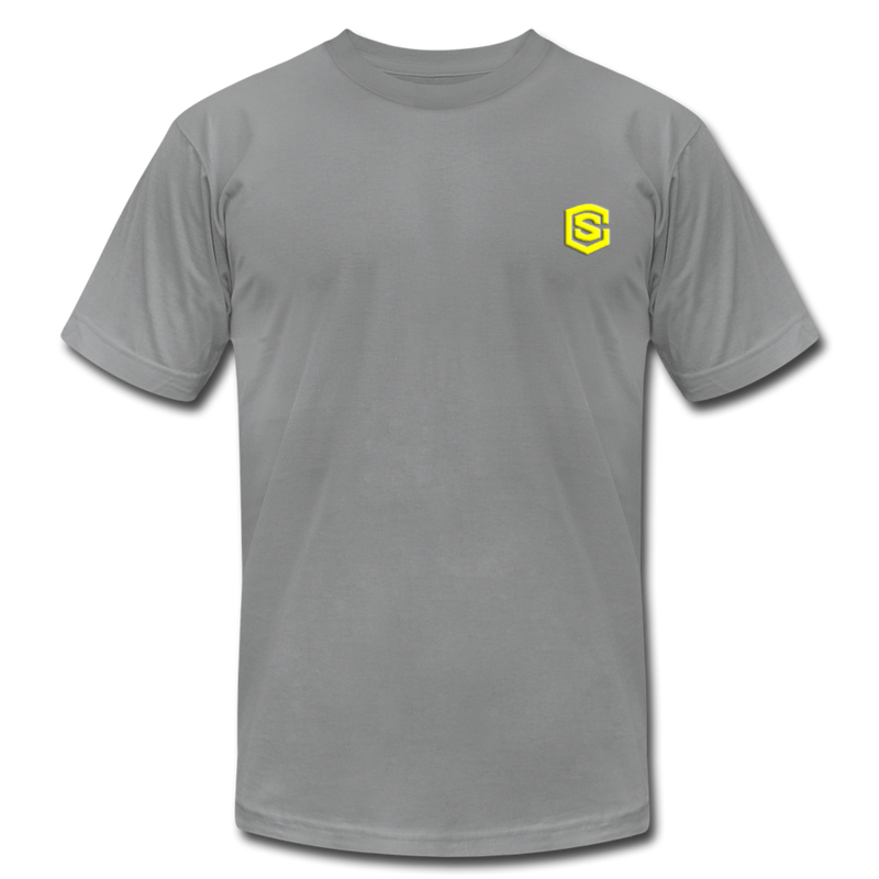 Unisex Jersey T-Shirt by Bella + Canvas WITH YELLOW LOGO - slate