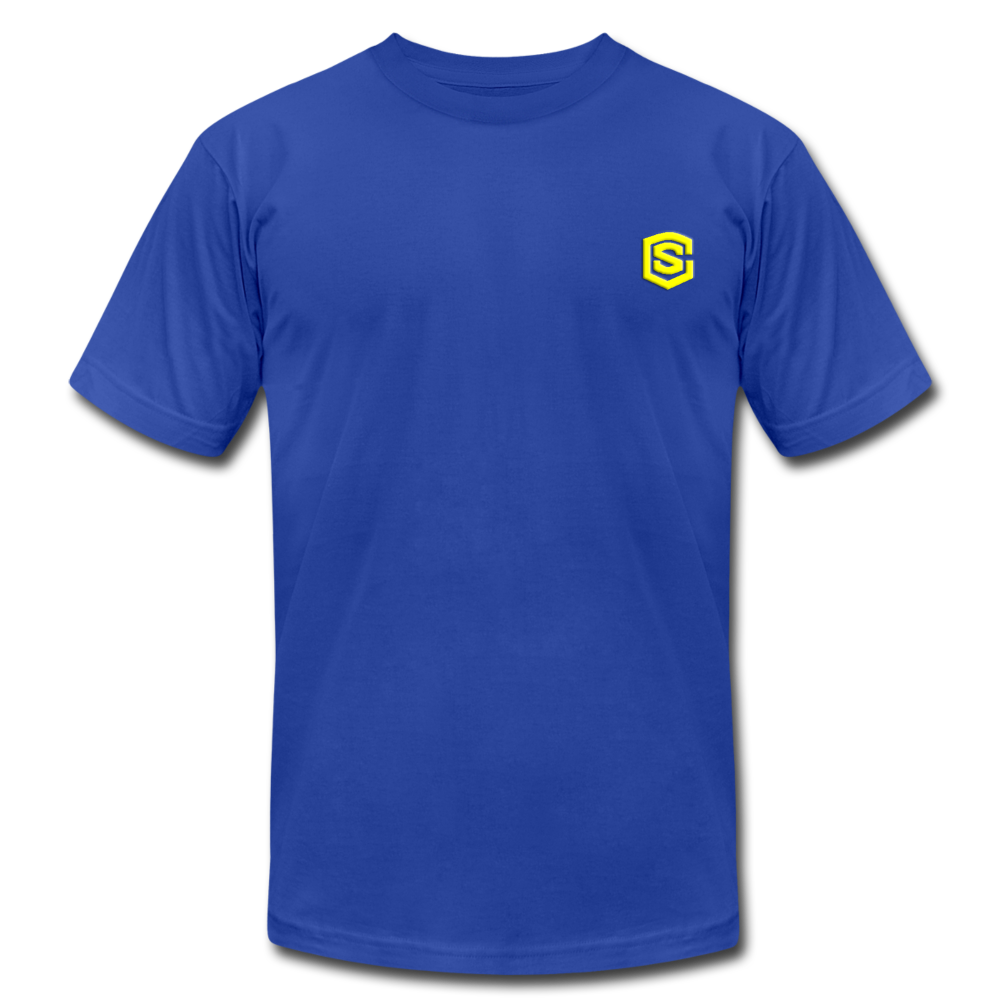 Unisex Jersey T-Shirt by Bella + Canvas WITH YELLOW LOGO - royal blue