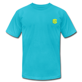 Unisex Jersey T-Shirt by Bella + Canvas WITH YELLOW LOGO - turquoise