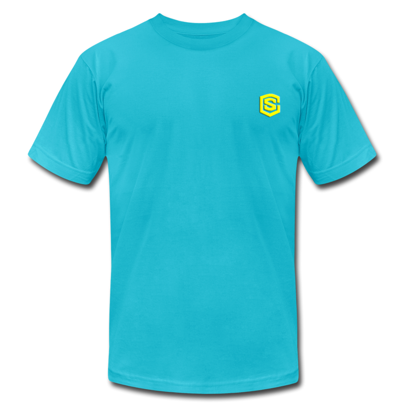 Unisex Jersey T-Shirt by Bella + Canvas WITH YELLOW LOGO - turquoise