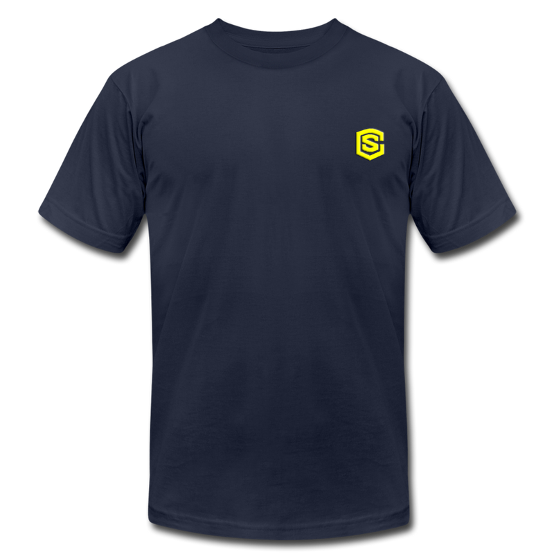 Unisex Jersey T-Shirt by Bella + Canvas WITH YELLOW LOGO - navy