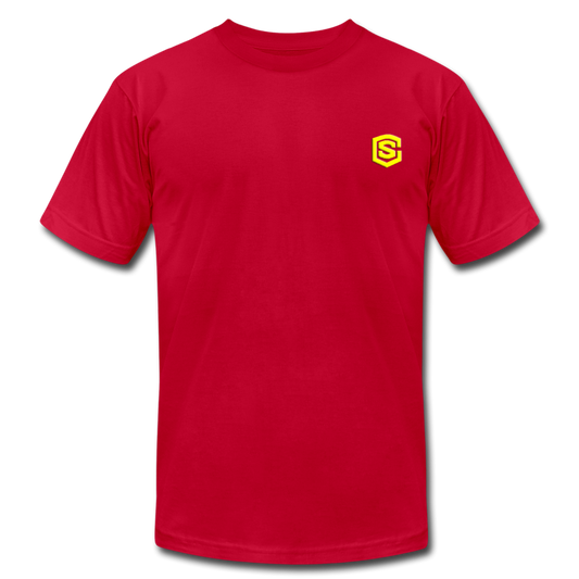 Unisex Jersey T-Shirt by Bella + Canvas WITH YELLOW LOGO - red