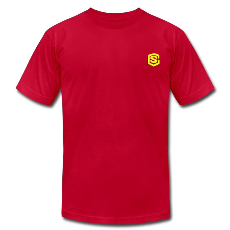 Unisex Jersey T-Shirt by Bella + Canvas WITH YELLOW LOGO - red