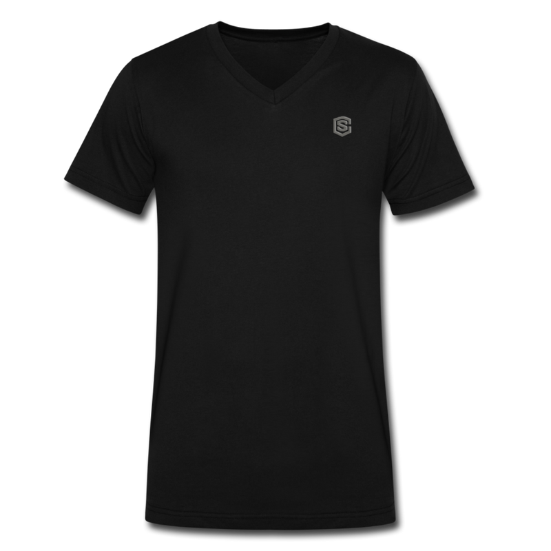 Men's V-Neck T-Shirt WITH GRAY LOGO - black