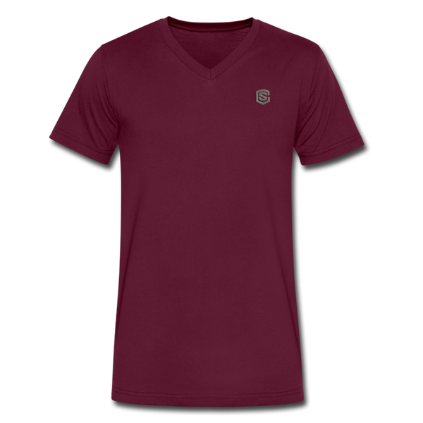 Men's V-Neck T-Shirt WITH GRAY LOGO - maroon