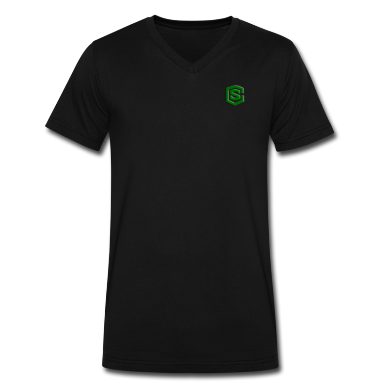 Men's V-Neck T-Shirt WITH GREEN LOGO - black