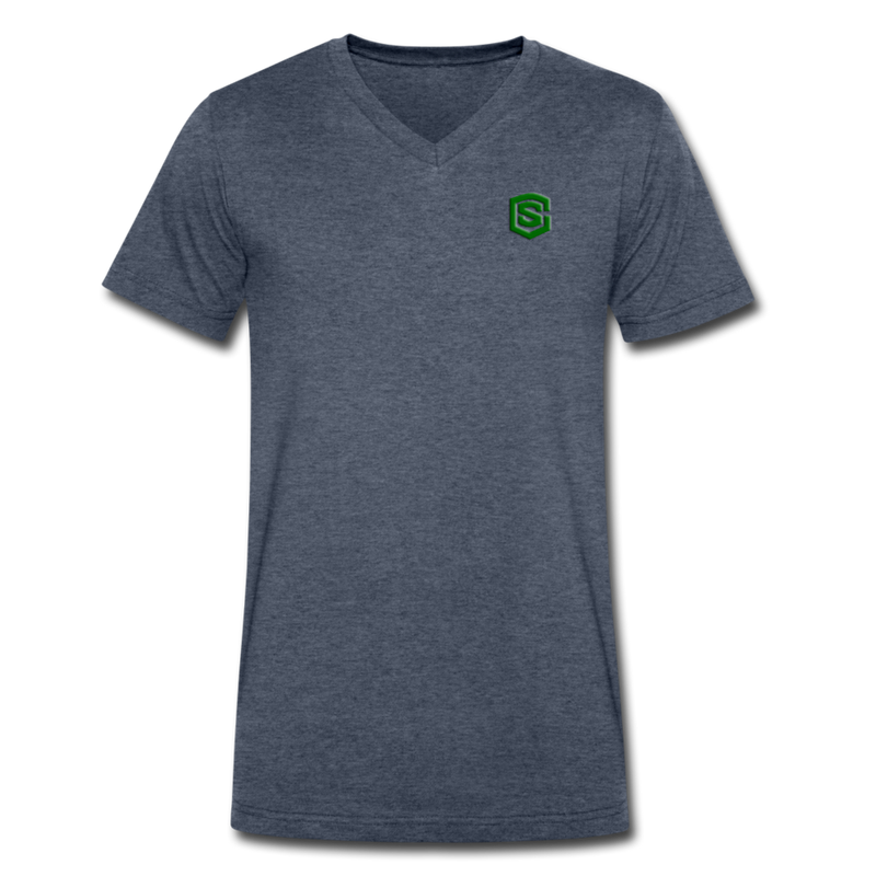 Men's V-Neck T-Shirt WITH GREEN LOGO - heather navy