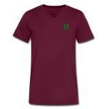 Men's V-Neck T-Shirt WITH GREEN LOGO - maroon