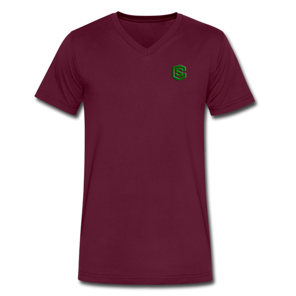 Men's V-Neck T-Shirt WITH GREEN LOGO - maroon