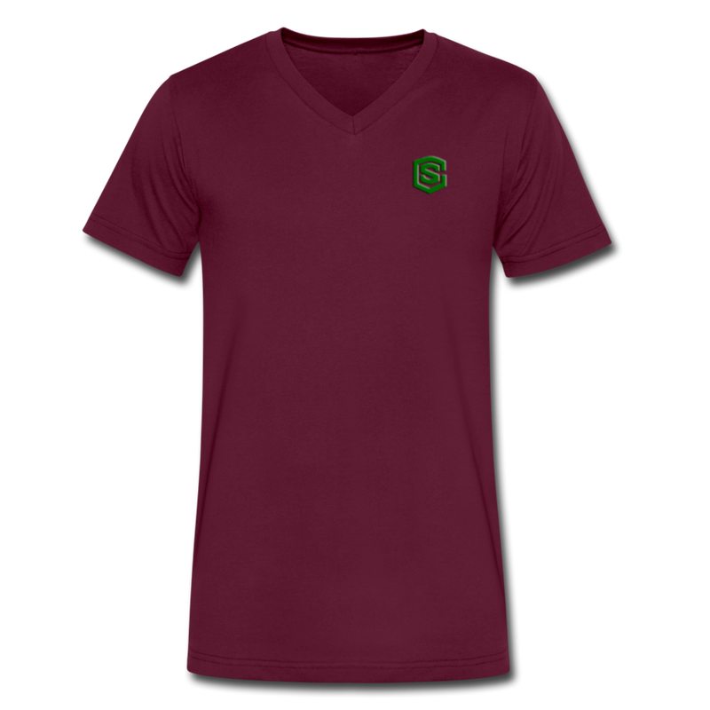 Men's V-Neck T-Shirt WITH GREEN LOGO - maroon