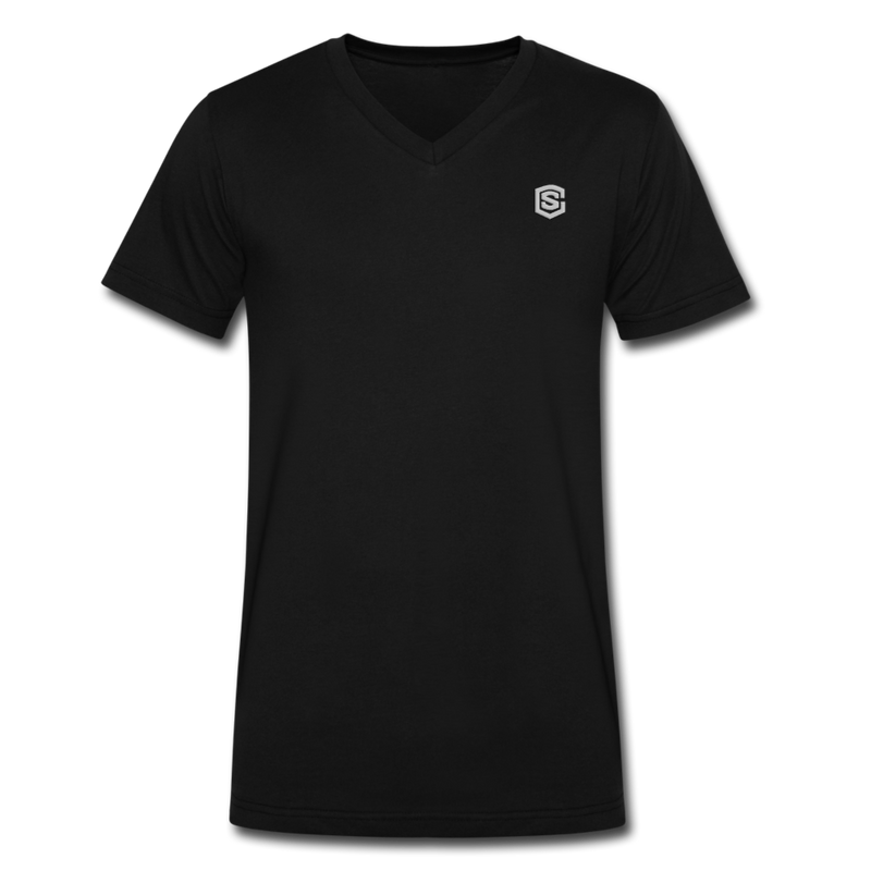 Men's V-Neck T-Shirt WITH SILIVER LOGO - black