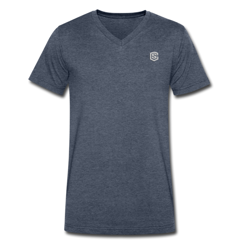 Men's V-Neck T-Shirt WITH SILIVER LOGO - heather navy