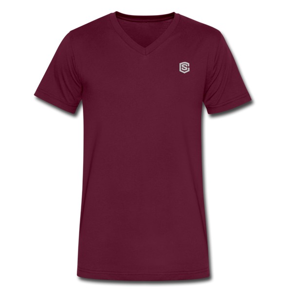 Men's V-Neck T-Shirt WITH SILIVER LOGO - maroon