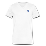 Men's V-Neck T-Shirt WITH BLUE LOGO - white