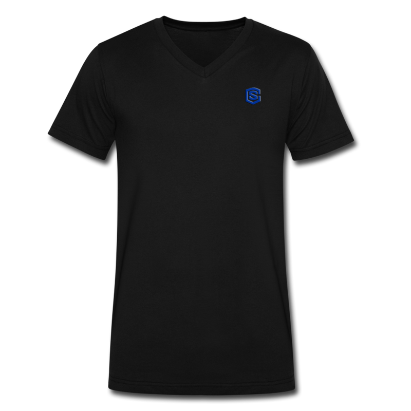 Men's V-Neck T-Shirt WITH BLUE LOGO - black