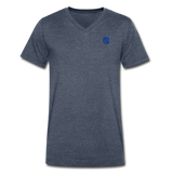 Men's V-Neck T-Shirt WITH BLUE LOGO - heather navy