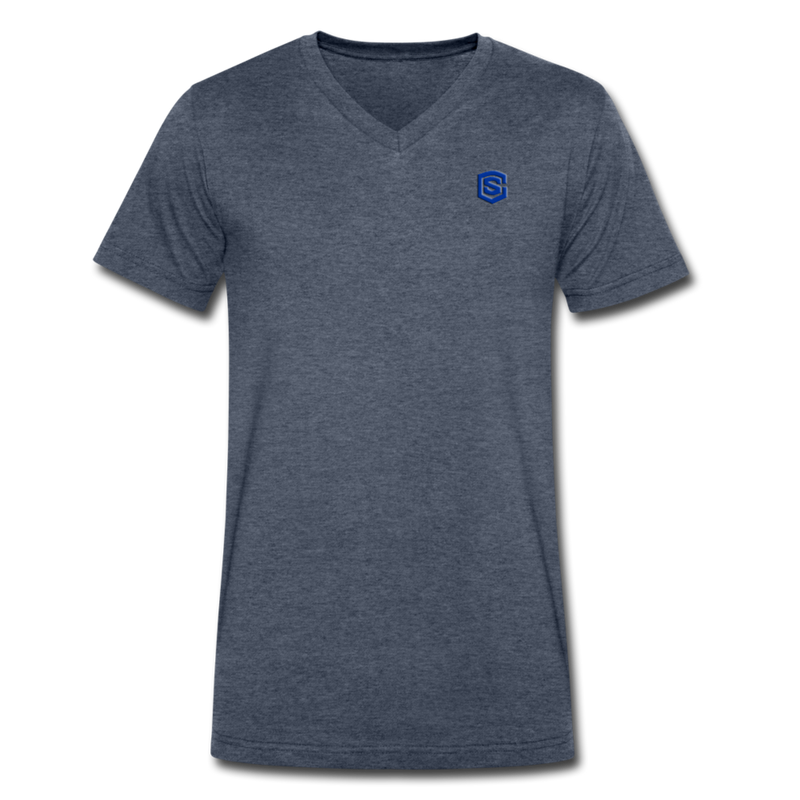 Men's V-Neck T-Shirt WITH BLUE LOGO - heather navy