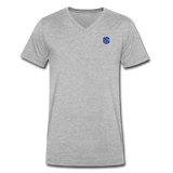 Men's V-Neck T-Shirt WITH BLUE LOGO - heather gray