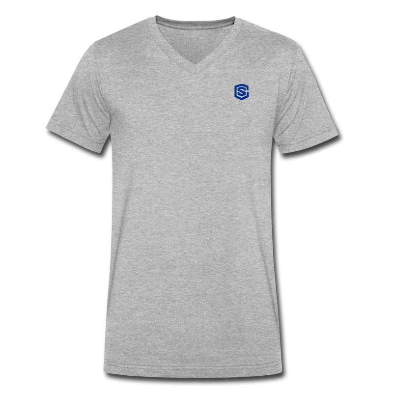 Men's V-Neck T-Shirt WITH BLUE LOGO - heather gray