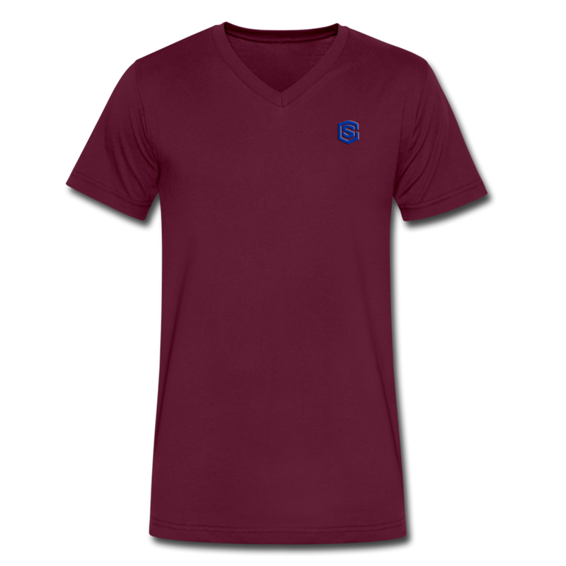 Men's V-Neck T-Shirt WITH BLUE LOGO - maroon