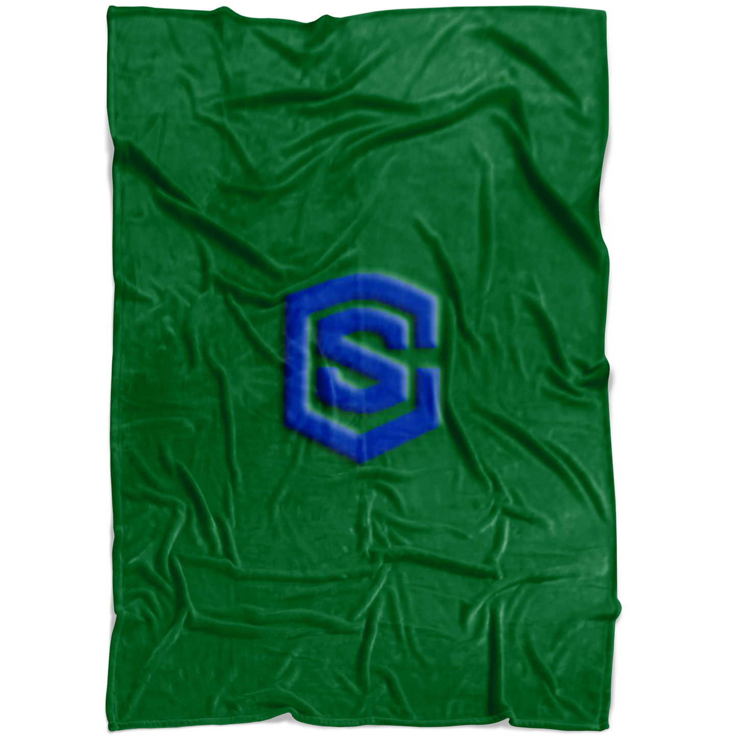 Green Fleece Blanket Blue Logo