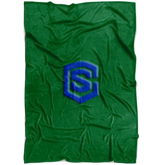 Green Fleece Blanket Blue Logo
