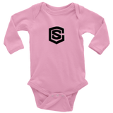 Long Sleeve Baby Bodysuit WITH BLACK LOGO