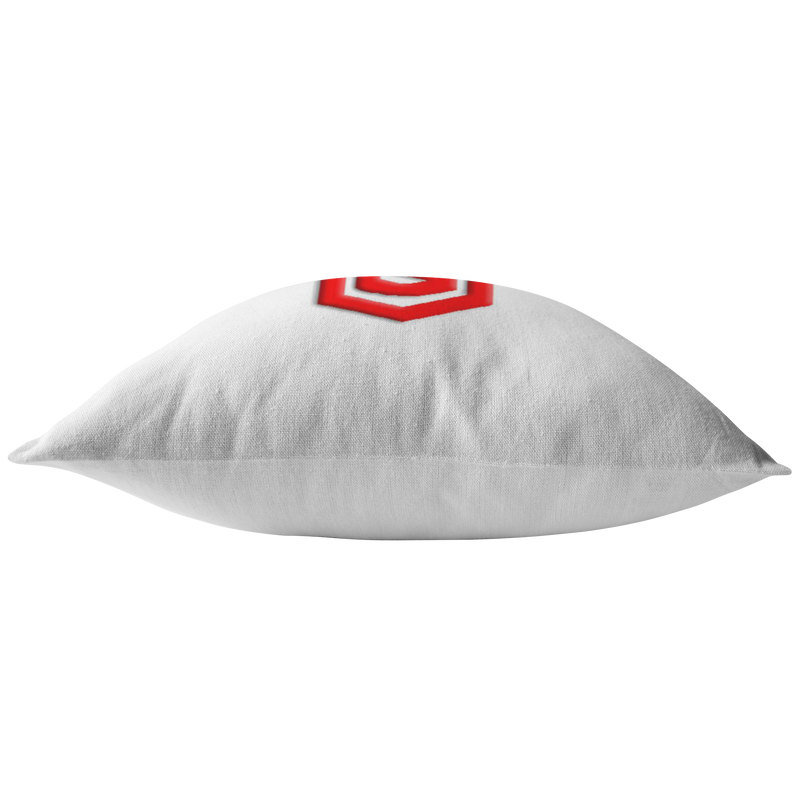 WHITE PILLOW RED LOGO