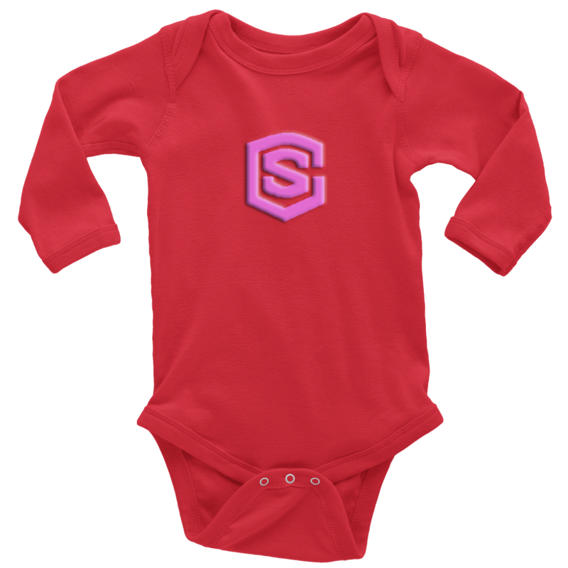 Long Sleeve Baby Bodysuit WITH PINK LOGO