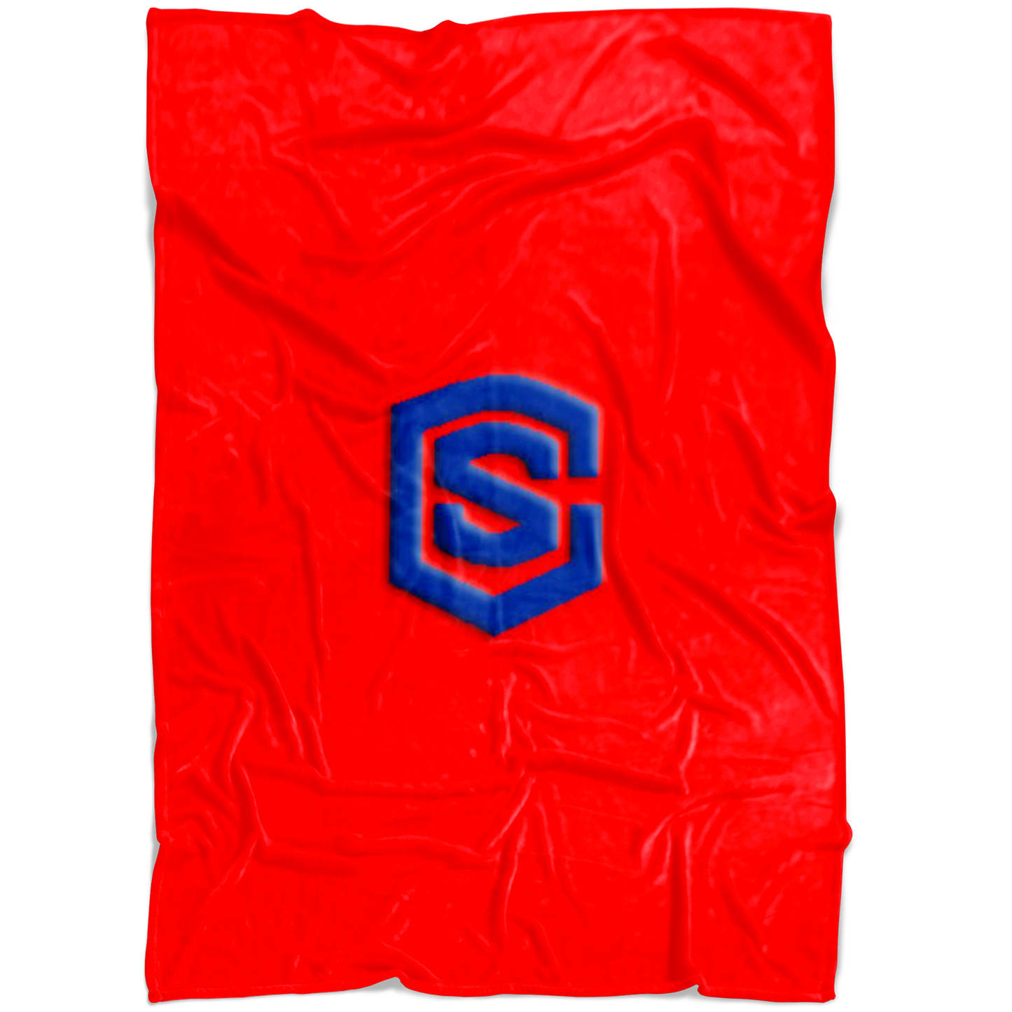 Red Fleece Blanket Blue Logo
