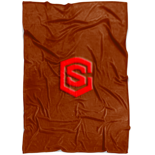 Brown Fleece Blanket Red Logo