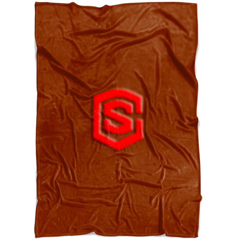 Brown Fleece Blanket Red Logo